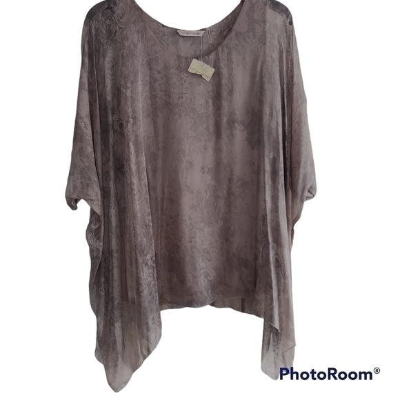 Soft Surroundings 💯 silk Taupe Top with attached Cami XS - Picture 1 of 15